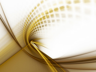 Aufkleber - Abstract background element. Fractal graphics series. Curves, blurs and twisted grids composition. Golden and white colors.