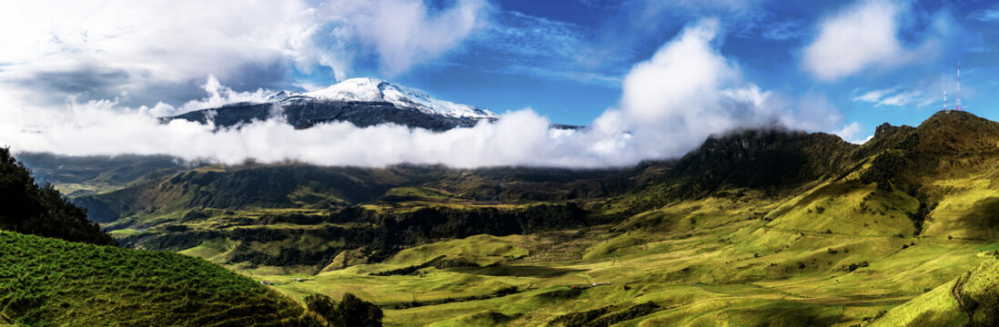 a panoramic view of nevado del ruiz an active volcano. in parque nacional natural los nevados near m