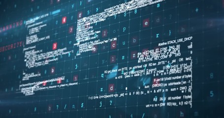 Digital interface screen with security codes concept