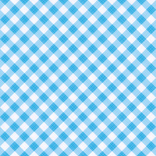 Seamless (you See 4 Tiles) Blue Diagonal Gingham Cloth, Tablecloth, Pattern, Swatch, Background, Or Wallpaper With Fabric Texture Visible 
