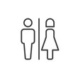 © alekseyvanin - Male and female toilet line icon, outline vector sign, linear style pictogram isolated on white. WC symbol, logo illustration. Editable stroke. Pixel perfect vector graphics