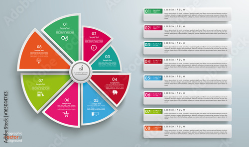 Fotomural Piechart 8 Tabs Circle Centre