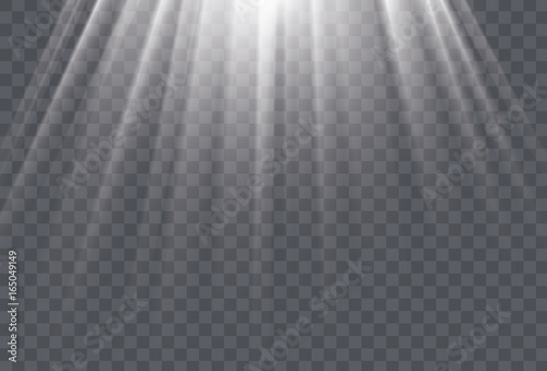 Fotomural White sun rays and glow light effect on transparent background