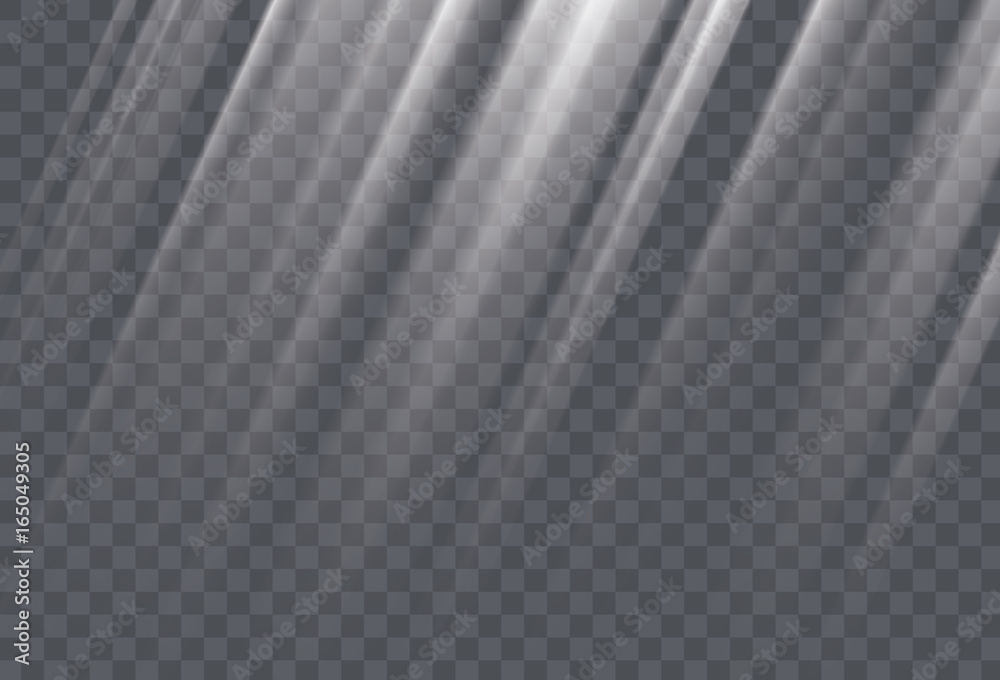 White sun rays and glow light effect on transparent background. Vector ...