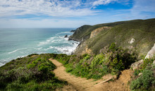 Panorama Of Coastline From Trail, Pirates Cove Trail, Marin Headlands, Golden Gate National Recreation Area, California, United States