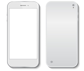 Wall Mural - white mobile phone front and back side vector illustration