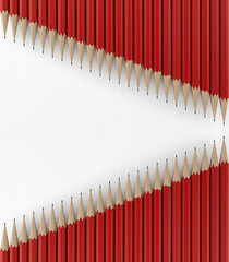 Two lines of red penciles. 3d render