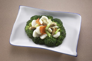 Wall Mural - Sauteed vegetables scallops