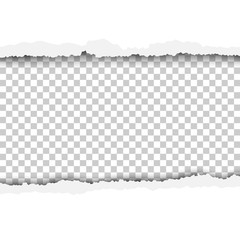 Wall Mural - Vector torn, snatched hole in white sheet of paper. Checkered, transparent background for text, ad and other aims.