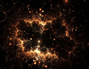 Wall Mural - Sparkling fiery fractal background with spotlights