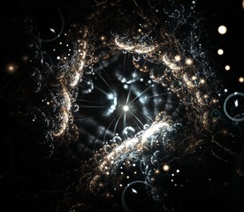 Wall Mural - Sparkling underwater fractal background with spotlights