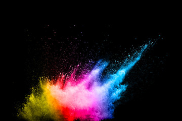multicolored powder splash cloud isolated on black background