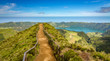 Walking path to a view on the lakes of Sete Cidades, Azores, Portugal