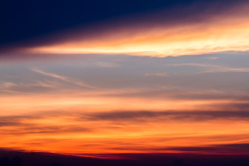 colorful dramatic sky with cloud at sunset