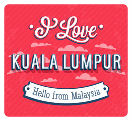 Fototapete - Vintage greeting card from Kuala Lumpur - Malaysia.