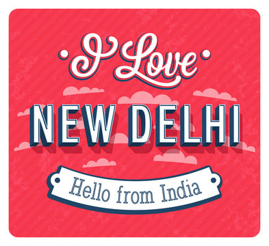 Fototapete -  - Vintage greeting card from New Delhi - India.