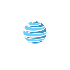 Poster - Abstract blue global planet stripped vector logos template. Rotating blue strips, circular planet in motion around its axis. Miscellaneous universal isolated logo.
