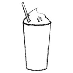 Sticker - coffee shake with straw vector illustration design