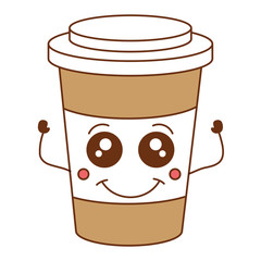 Poster - coffee in plastic cup kawaii character vector illustration design