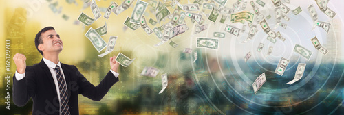 Fotomural Businessman happiness after take money income