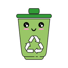 Poster - kawaii trash bucket icon over white background vector illustration