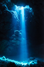 Sunbeam Into The Underwater Cave