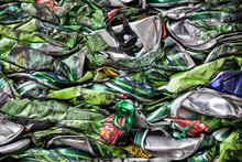 Packed Tins In A Recycle Factory
