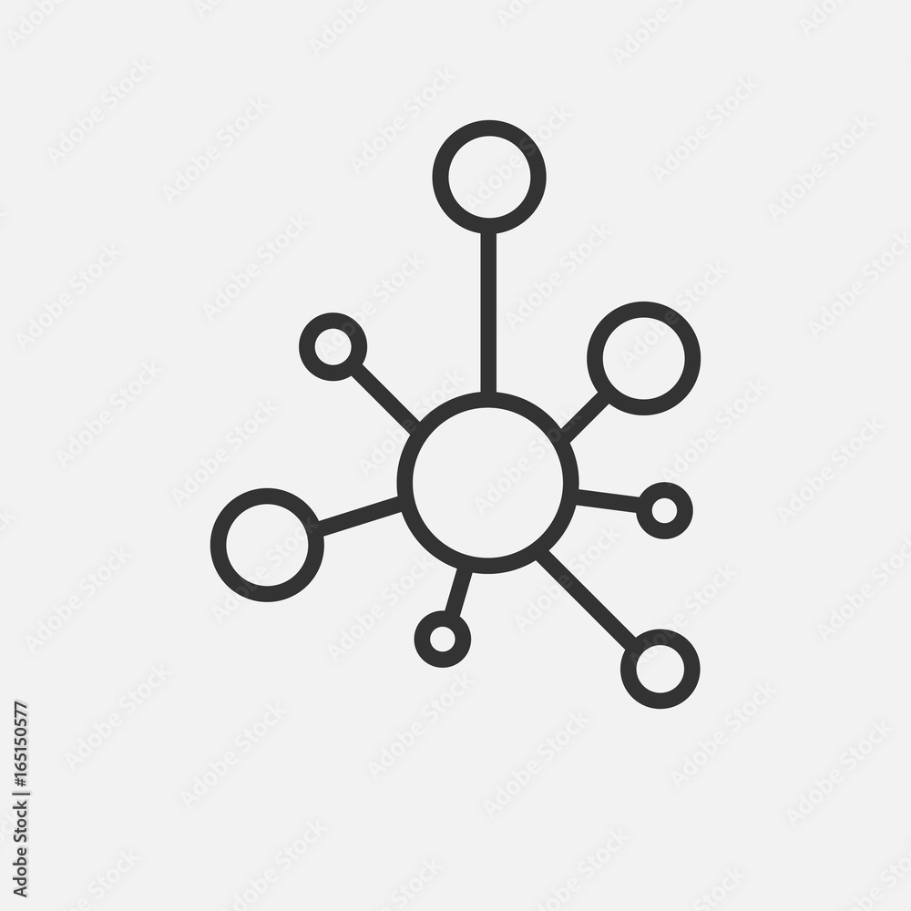 Connection icon. Hub network connection isolated on grey background. Vector illustration. - obrazy, fototapety, plakaty 