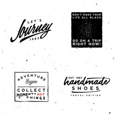 Wall Mural - Journey logotypes templates. Inspirational and motivational quotes, retro minimal styled logos.