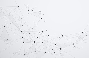 Poster - Global network connections with points and lines. Wireframe of n