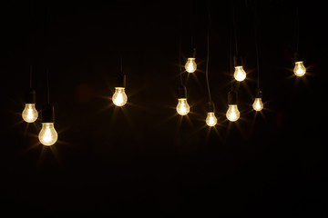 light bulbs on a black background