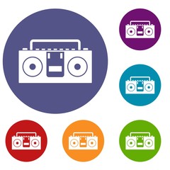 Wall Mural - Vintage tape recorder icons set