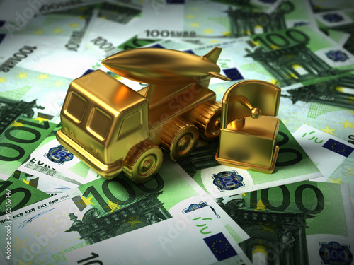 Plakat System Złotego Pocisków I Radar Na Pieniądze Euro
