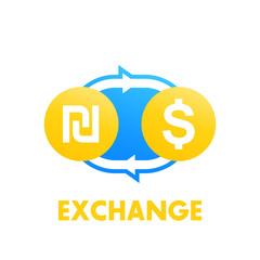 Poster - shekel to dollar exchange vector illustration