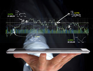 Poster - trading forex data information displayed on a stock exchange interface - finance concept