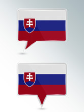 Set Of Pointers. The National Flag Of Slovakia On The Location Indicator. Vector Illustration.