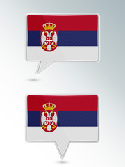 Poster - Set of pointers. The national flag of Serbia on the location indicator. Vector illustration.