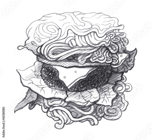 Ramen Burger With Herbs And Cheese Graphic Linear Tonal Drawing By Slate Pencil Isolated On White Background Buy This Stock Illustration And Explore Similar Illustrations At Adobe Stock Adobe Stock Are you searching for drawing ramen png images or vector? cheese graphic linear tonal drawing