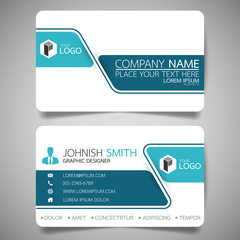 Wall Mural - blue modern creative business card and name card,horizontal simple clean template vector design, lay