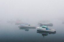 Lobster Fishing Boats Shrouded In Mist