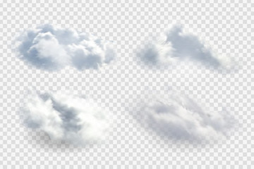 Wall Mural - Vector realistic isolated cloud on the transparent background.