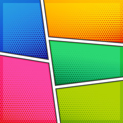 Poster - five empty comic book page template background design