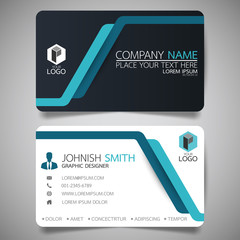 Wall Mural - blue modern creative business card and name card,horizontal simple clean template vector design, lay