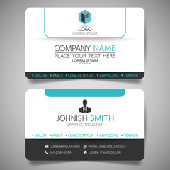 Wall Mural - blue modern creative business card and name card,horizontal simple clean template vector design, lay