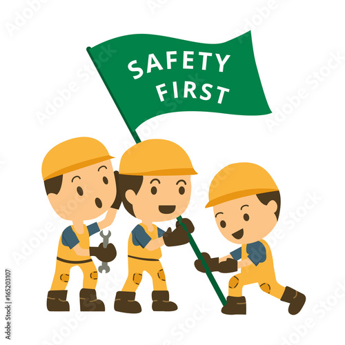 Character construction working hold flag safety first : safety concept ...