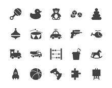 Toys Silhouettes Icons Set