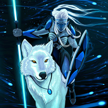 Elf With White Wolf