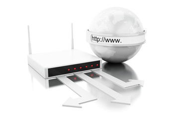 Poster - 3d World with wifi router