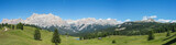 Fototapeta  - Fantastic landscape on the Dolomites. View on the peaks called Sas Crusc, Lavarela, Conturines and Pizes de Fanis. Place is Alta Badia, Sud Tirol, Italy