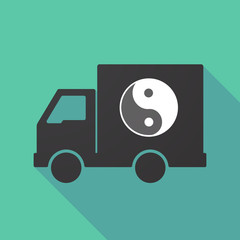 Sticker - Long shadow truck with a ying yang